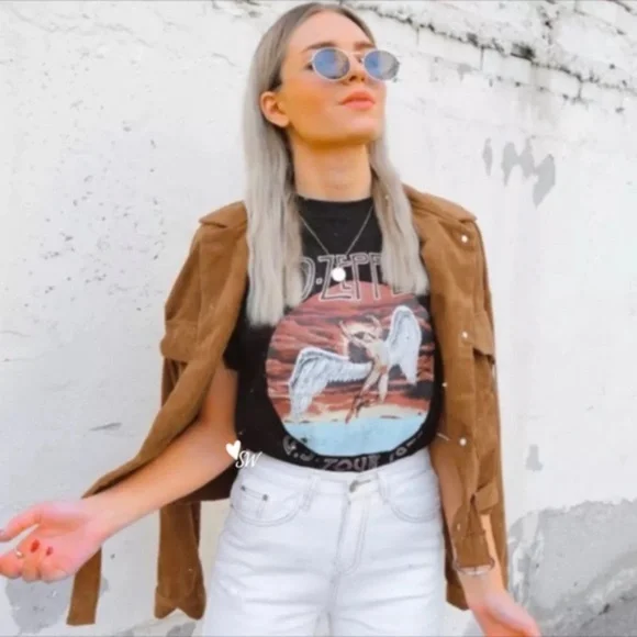 Led Zeppelin Rock Band Tee Graphic US Tour Boho Tee - Picture 3 of 4